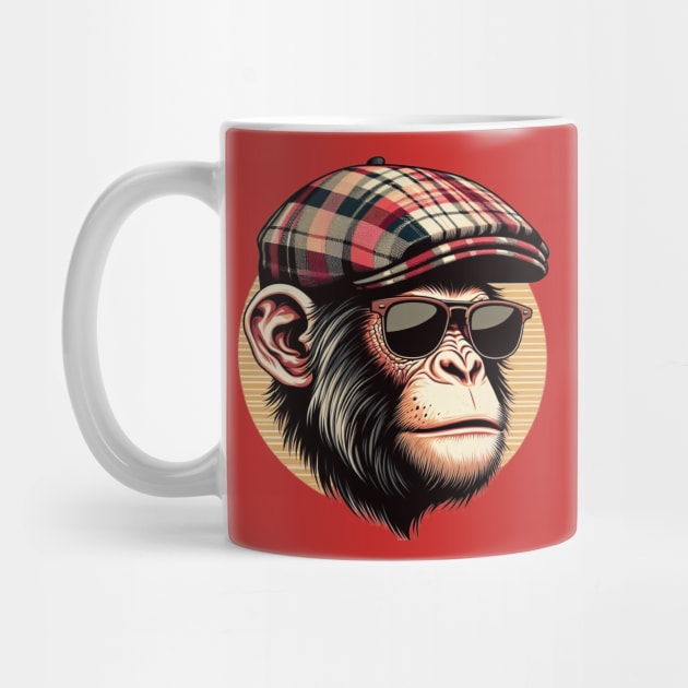 Monkey wearing newsboy hat and eyeglasses by grappict